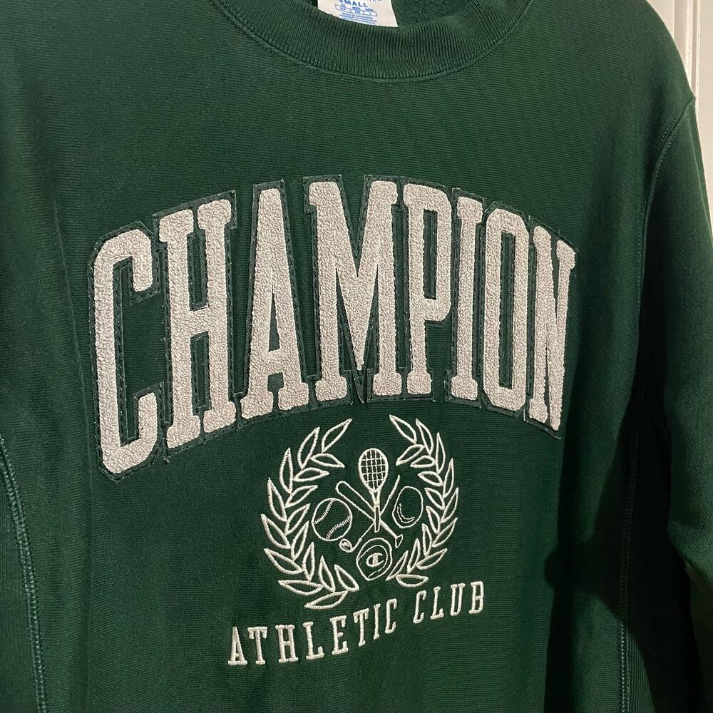Champion Athletic Club Green Men’s Crewneck Sweatshirt Reverse Weave Small Crest